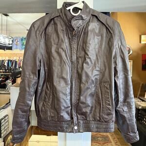 Vintage Berman's leather biker racing bomber jacket size 38